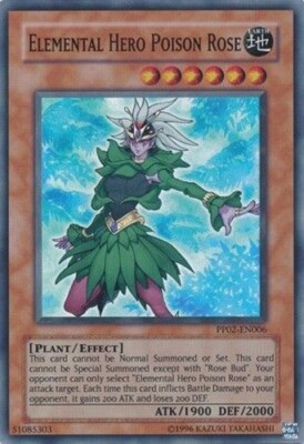 Yugioh - Elemental HERO Poison Rose - Super Rare NM - Free Holographic Card-image