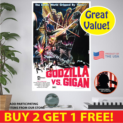 Godzilla vs  Gigan POSTER MULTI. FORMATS PAPER CANVAS VINYL POSTCARD STICKER-image