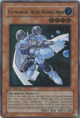 Yugioh Elemental Hero Bubbleman CRV-EN014 Ultimate Rare 1st Edition HP-image