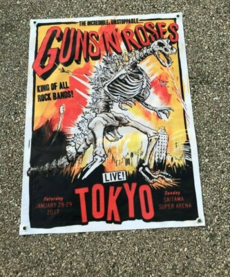 Guns and Roses Tokyo concert poster banner 7a1 band tour Godzilla figure action-image