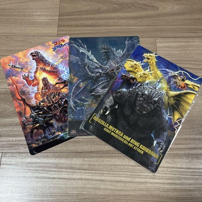 Godzilla Underlay Set 3 Kaiju Desk Mats Used Includes Godzilla Mothra Ghidora Me-image