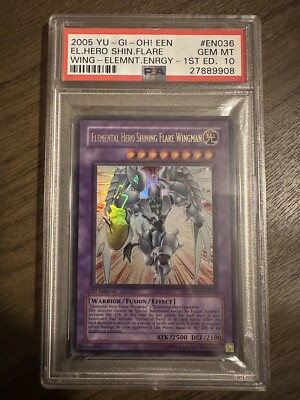 Yugioh! PSA 10 Elemental Hero Shining Flare Wingman Ultra Rare 1st Ed. EEN-EN036-image