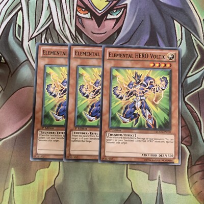 LCGX-EN039 x3 Elemental HERO Voltic Common Excellent Condition Yugioh -image