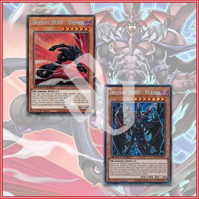 YuGiOh Destiny Hero Dasher & Plasma SGX Secret Rare 1st Edition Aster Deck-image