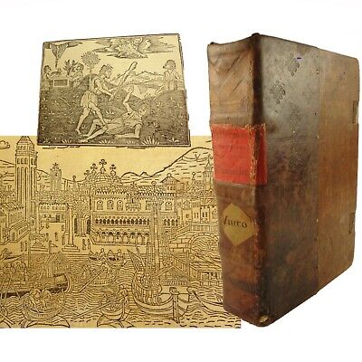 1520 Supplementi de le Chronich Vulgare,Jacobo Foresti.Binding,map,woodcuts,etc.-image