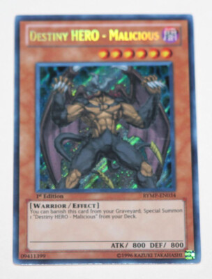 Yugioh Destiny HERO - Malicious 1st Edition Secret Rare RYMP-EN034 Yu-Gi-Oh Card-image