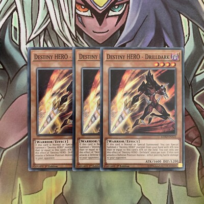 LEHD-ENA11 x3 Destiny HERO - Drilldark Common Excellent Condition Yugioh-image