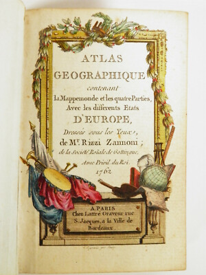 Rizzi-Zannoni Geographic Atlas Enhanced Watercolor Maps Bound Leather 1762-image