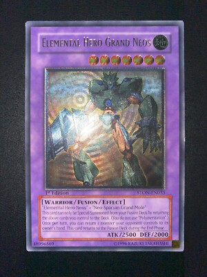 YUGIOH ELEMENTAL HERO GRAND NEOS ULTIMATE RARE STON-EN035 1ST EDITION ENGLISH EX-image