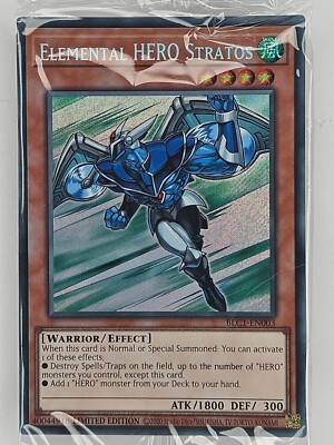 ㊙️ Yu Gi Oh - BLC1-EN003 Elemental Hero Stratos - Secret Rare - SEALDED-image