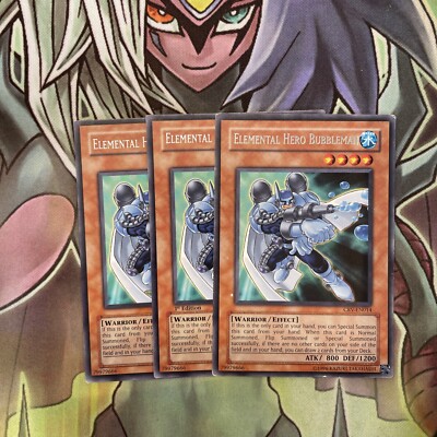 CRV-EN014 x3 Elemental Hero Bubbleman Rare Excellent Condition Yugioh-image