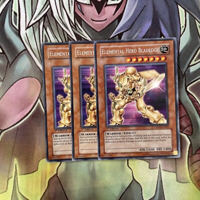 DP03-EN002 x3 Elemental Hero Bladedge Rare Excellent Condition Yugioh-image