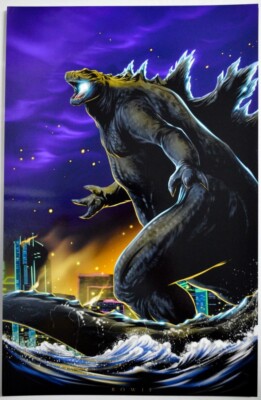 GODZILLA Print HAND SIGNED by Artist Damon Bowie w COA-image