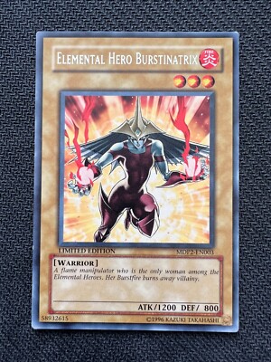 Yugioh Elemental Hero Burstinatrix Limited Ed Rare MDP2-EN003 LP-image