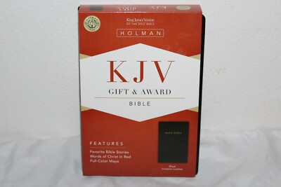 KJV Gift and Award Bible Black Imitation Leather Holman Clr Maps Jesus in red -image