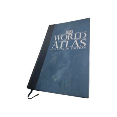 Millenium World Atlas Leather Bound Hardcover Rand McNally 18x12