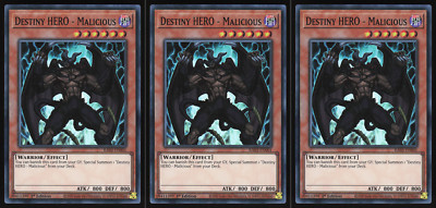 Destiny HERO - Malicious - Playset 3 Cards - RA03-EN001 - Super Rare - Yugioh-image