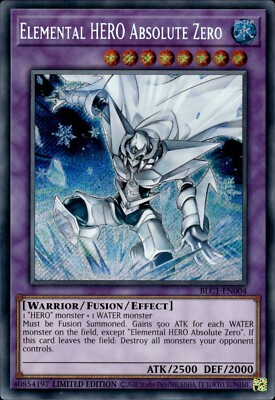 Elemental HERO Absolute Zero - Secret Rare Limited Ed. BLC1-EN004 - NM - YuGiOh-image