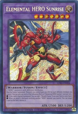 DAMAGED x 1 Elemental HERO Sunrise - LDS3-EN104 - Secret Rare - Limited Edition -image