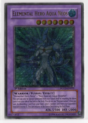 Yugioh Elemental Hero Aqua Neos POTD-EN031 Ultimate 1st Ed Silver Stamp UDE LP 1-image