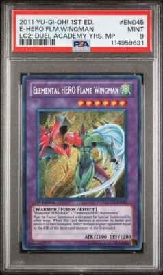 2011 Yu-Gi-Oh! Elemental HEro Flame Wingman LCGX-EN045 1st Edition Secret PSA 9-image