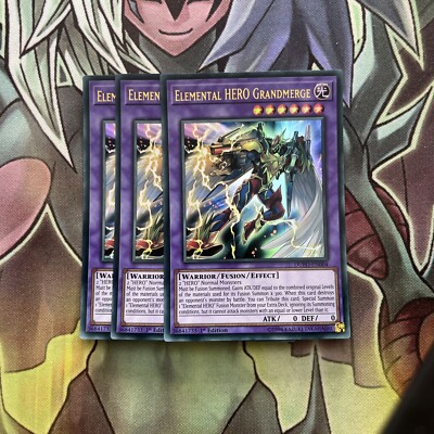 DUPO-EN004 x3 Elemental HERO Grandmerge Ultra Rare Excellent Condition Yugioh-image
