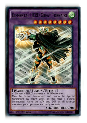 Elemental HERO Great Tornado - SDHS-EN045 1st Edition - YuGiOh-LP-image