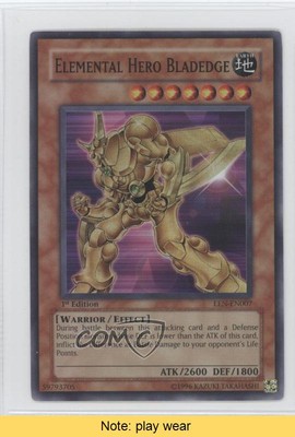2005 Yu-Gi-Oh! - Energy 1st Edition SR Elemental HERO Bladedge READ 0e5-image