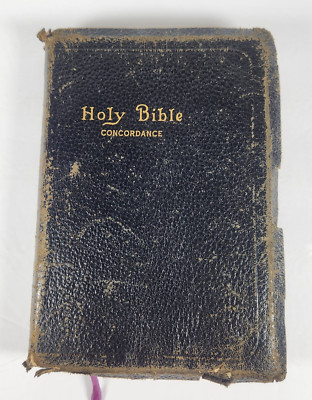 1945 Bible Book KJV Black Gen Leather 8.5