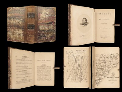 1865 PROVENANCE General Sherman 1st ed Campaigns Civil War Union Military Maps-image