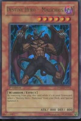YUGIOH Destiny Hero - Malicious - DP05-EN011 - Ultra Rare 1st Edition NM-image