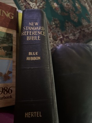 New Standard Reference Bible Blue Ribbon Hertel Leather Red Letter Edition 1951-image