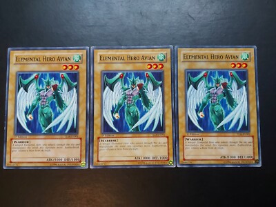Yugioh - Elemental Hero Avian TLM-EN001 Common 1st Edition Playset x3-image