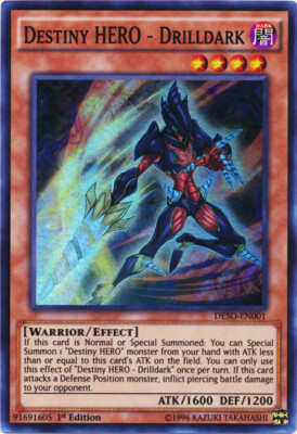 Lightly Played, English Yu Gi Oh Destiny HERO - Drilldark - DESO-EN001 - Super R-image
