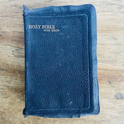Vintage KJV Holy Bible With Helps Collins Press Leather Maps Photo Illustrated-image
