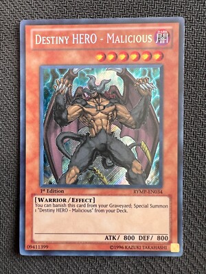 Yugioh Destiny HERO - Malicious 1st Edition Secret Rare RYMP-EN034 LP/NM-image