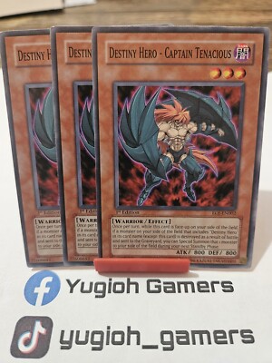 Yu-Gi-Oh Destiny Hero Captain Tenacious X3 EOJ 1st Edition Common Light Played -image