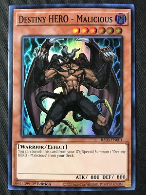 Yu-Gi-Oh TCG #RA03-EN001 Destiny HERO - Malicious 1st Edition Super Rare NM-image