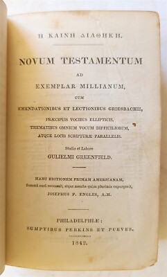 1842 BIBLE in GREEK NEW TESTAMENT antique Philadelphia AMERICANA w/ MAP-image
