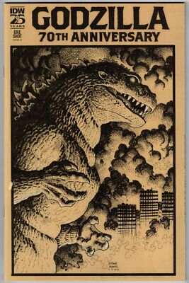GODZILLA 70TH ANNIVERSARY ONE-SHOT- 1:50 ART ADAMS BW VARIANT- IDW- VF+/NM-image