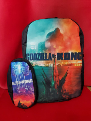 Godzilla vs King Kong Graphic Backpack and Small Pencil Bag New-image