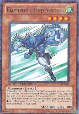 Yugioh! LP Elemental Hero Stratos - DT03-EN058 - Rare - Duel Terminal Lightly Pl-image