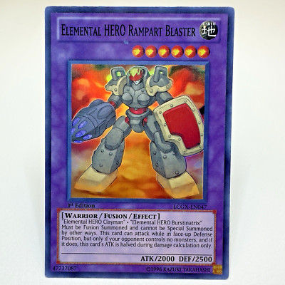 Yugioh Elemental Hero Rampart Blaster LCGX-EN047 1st Edition Super Rare - LP-image