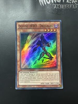 YUGIOH DESTINY HERO DRILLDARK SUPER RARE DESO-EN001 1ST EDITION -image