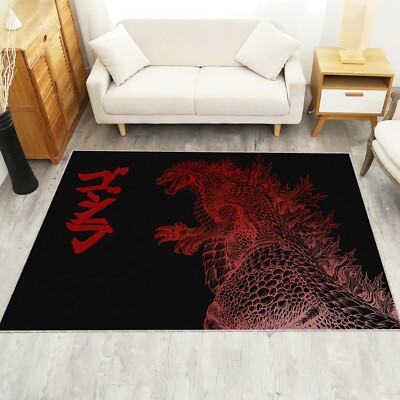 Godzilla Monster Rug, Rug with Red Anime Monster, Living-room Bedroom Rug-image