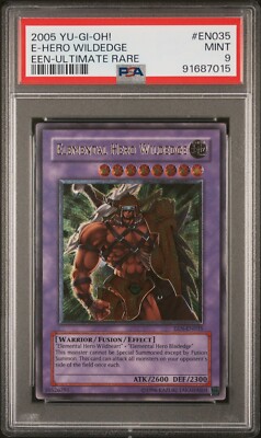 PSA 9 YuGiOh Elemental Hero Wildedge EEN-EN035 Ultimate Rare EURO MINT-image