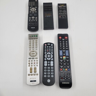 Lot of 6 vintage remote controls; Fisher, GE, Samsung, Sony, RCA-image