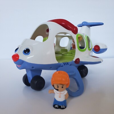 FISHER PRICE Little People Airplane & 2 Figures Vintage Lights & Sound 2005-image