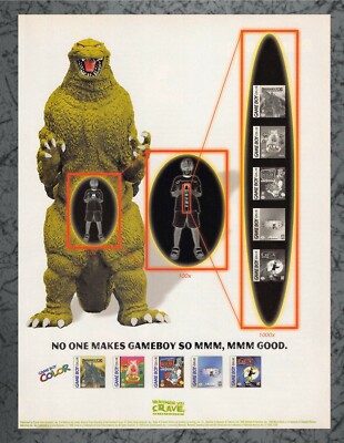 Godzilla Game Boy Color Crave Game Boy Color 1999 Vintage Print Ad Art -image