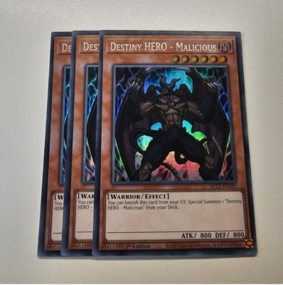 3x Destiny Hero Malicious Playset - Silver Ultra - BLC1 EN030 - Yugioh-image